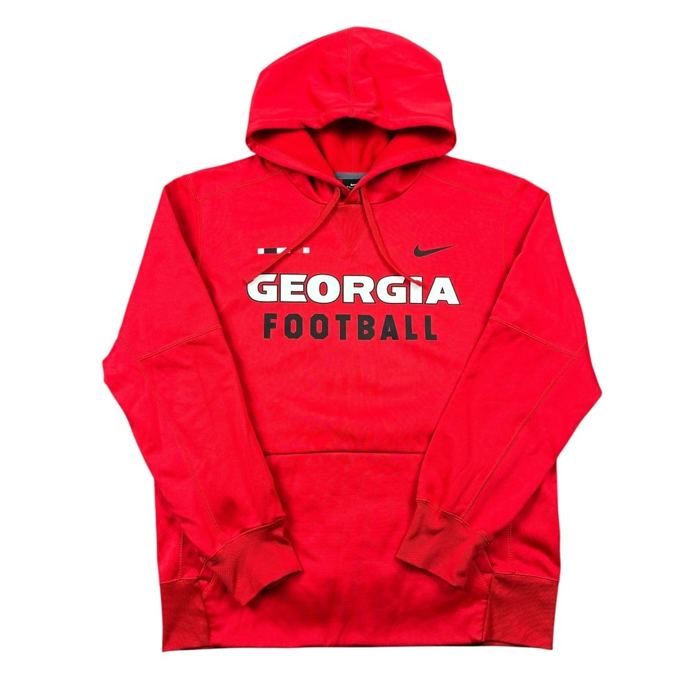 Nike Georgia Bulldogs Football Hoodie Men Medium Red‎ College Sportswear Dri Fit